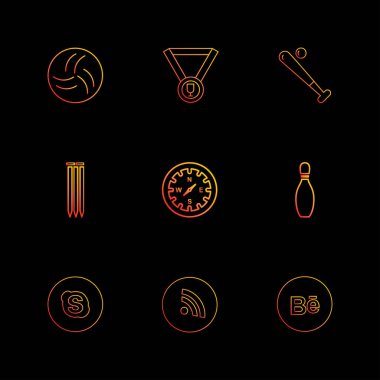 siyah arka plan üzerine minimalist düz app simgeleri