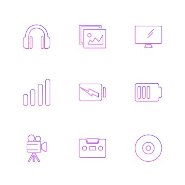 Minimalist düz app simgeler, vektör çizim dijital cihazlar için