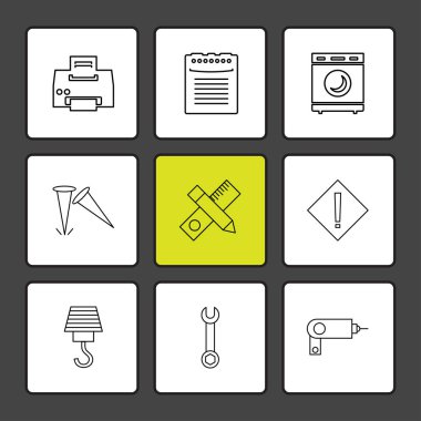 Farklı Internet düz vektör app simge kümesi şekillerle ile kareler 