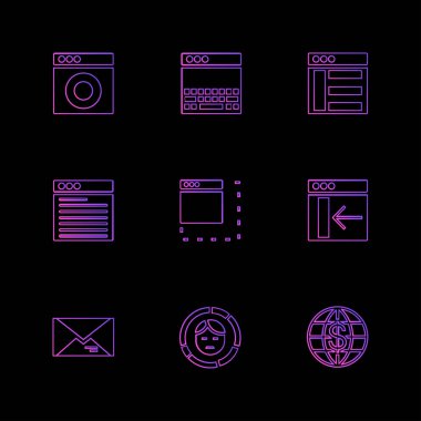 birçok düz vektör app simgeler siyah arka plan üzerine