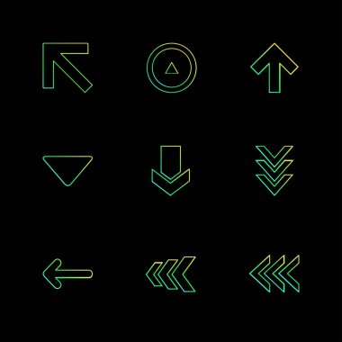 farklı minimalist düz vektör app simgeler siyah arka plan üzerine