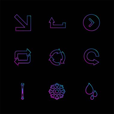 düz vektör illüstrasyon ikonlar, simgeler siyah arka plan üzerine ayarla