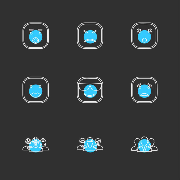 minimalistic flat app icons  on black background