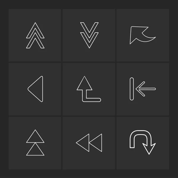 Flèches Directions Pointeurs Icônes Créatives Ensemble Conception Vectorielle Collection Plate — Image vectorielle