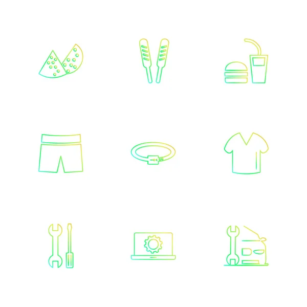 Gekleurde Minimalistische Platte Vector App Pictogrammen Witte Achtergrond — Stockvector