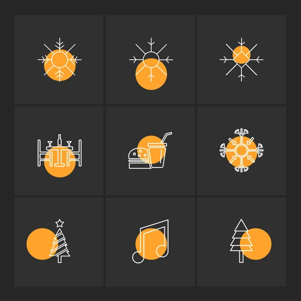 Ícones Aplicativos Planos Minimalistas Fundo Preto — Vetor de Stock