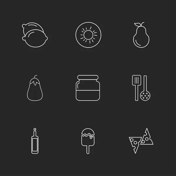 Flat Vector Illustration Icons Set Icons Black Background — Stock Vector