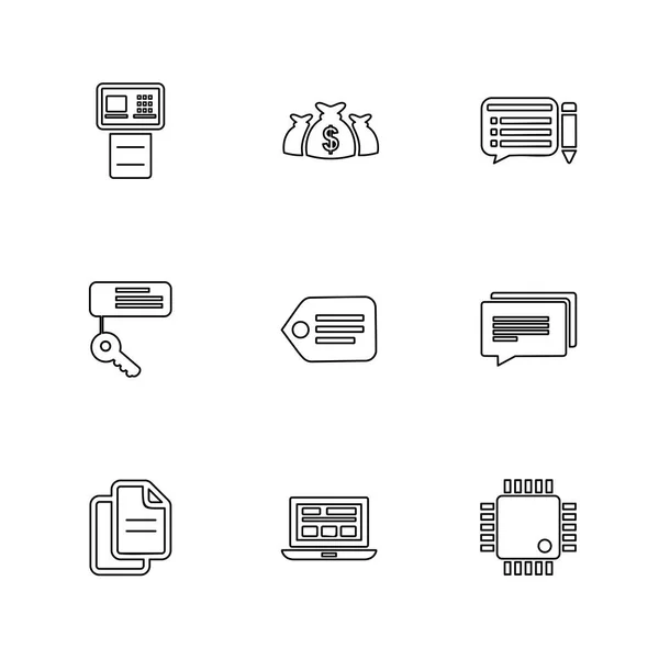 Iconos Aplicaciones Planas Minimalistas Aislados Sobre Fondo Blanco — Archivo Imágenes Vectoriales