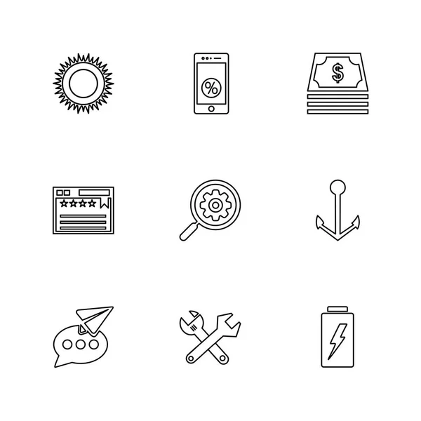 Iconos Ilustración Vectores Planos Conjunto Iconos Aplicaciones — Vector de stock