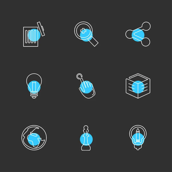 Icone Illustrazione Vettoriale Piatta Set Icone App — Vettoriale Stock