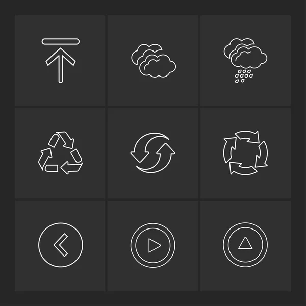 Flache Vektor Illustrationssymbole Eine Reihe Von Symbolen Auf Schwarzem Hintergrund — Stockvektor