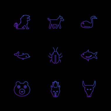 minimalist düz vektör app simgeler siyah arka plan üzerine