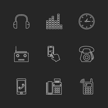 farklı minimalist düz vektör app simgeler siyah arka plan üzerine