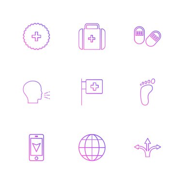 Beyaz arka plan üzerinde farklı Internet düz vektör app simgeleri