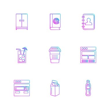 Beyaz arka plan üzerinde izole düz app simge kümesi