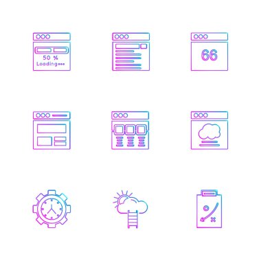 Beyaz arka plan üzerinde izole düz app simge kümesi