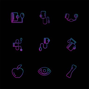 farklı minimalist düz vektör app simgeler siyah arka plan üzerine