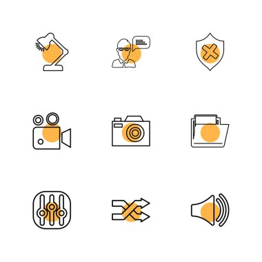 Beyaz arka plan üzerinde renkli daireler ile minimalist düz vektör app simgeleri