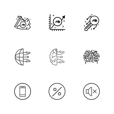 farklı minimalist düz vektör app simge kümesi