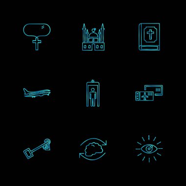 farklı minimalist düz vektör app simgeler siyah arka plan üzerine