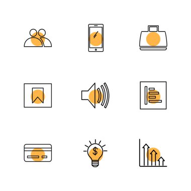 Minimalist düz app simgeler, vektör çizim dijital cihazlar için