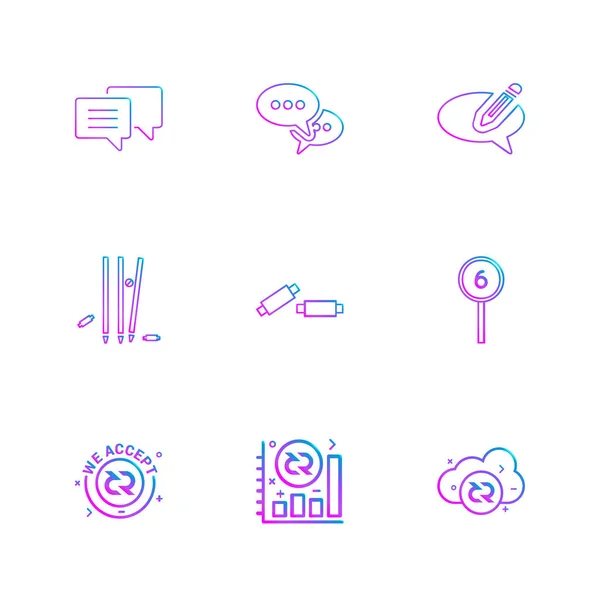 Iconos Aplicación Vector Plano Minimalista Sobre Fondo Blanco — Vector de stock