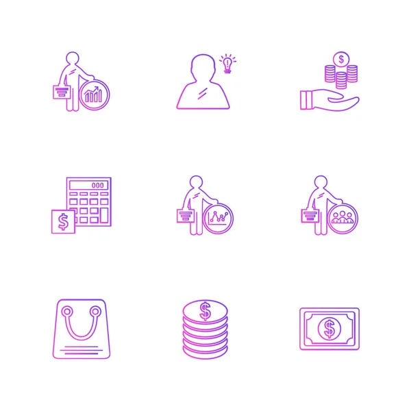 Conjunto Iconos Aplicaciones Planas Aisladas Sobre Fondo Blanco — Vector de stock