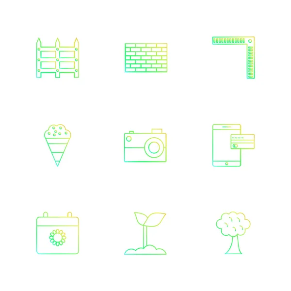 Iconos Aplicaciones Planas Minimalistas Ilustración Vectorial Para Dispositivos Digitales — Vector de stock