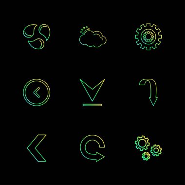 siyah arka plan üzerine minimalist düz app simgeleri