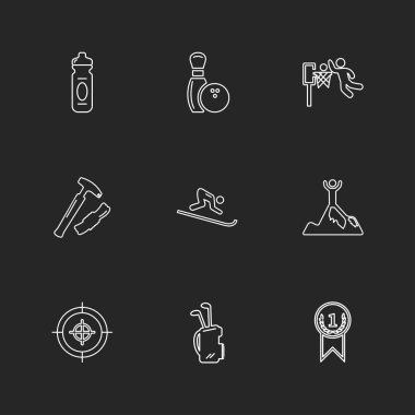 farklı minimalist düz vektör app simgeler siyah arka plan üzerine