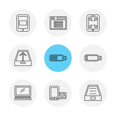 Beyaz arka plan üzerinde renkli minimalist düz vektör app simgeleri