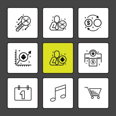 Beyaz arka plan üzerinde farklı minimalist düz vektör app simgeleri