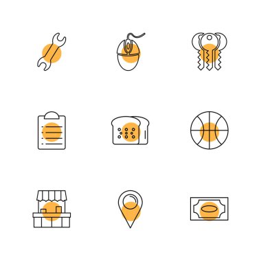 Beyaz arka plan üzerinde renkli minimalist düz vektör app simgeleri