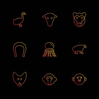 Minimalist düz app simgeler, vektör çizim dijital cihazlar için