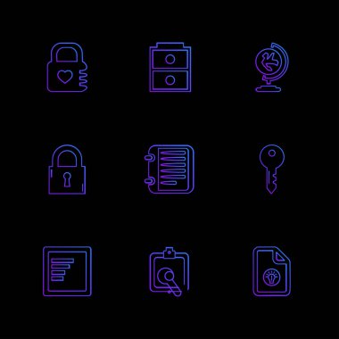 farklı minimalist düz vektör app simgeler siyah arka plan üzerine