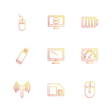 Beyaz arka plan üzerinde izole düz app simge kümesi