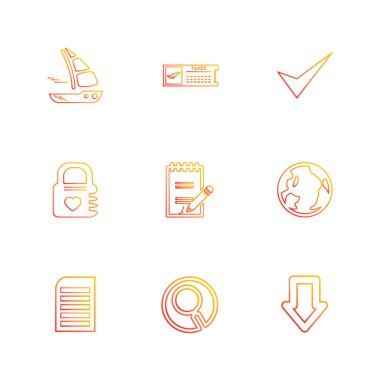 Beyaz arka plan üzerinde renkli minimalist düz vektör app simgeleri