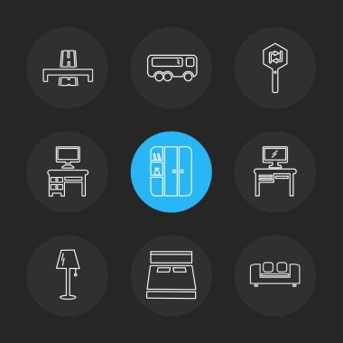 siyah arka plan üzerine minimalist düz app simgeleri