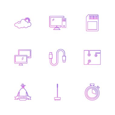 Beyaz arka plan üzerinde renkli minimalist düz app simgeleri