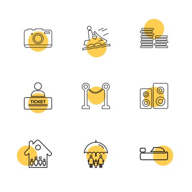 Beyaz arka plan üzerinde renkli minimalist düz app simgeleri