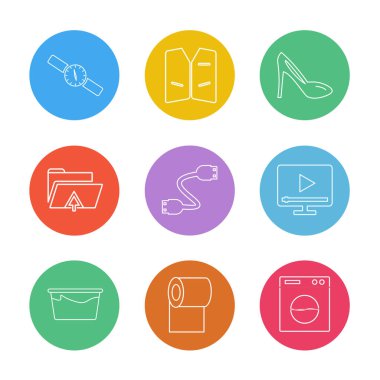 Minimalist düz app simgeler, vektör çizim dijital cihazlar için