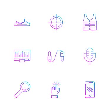 Minimalist düz app simgeler, vektör çizim dijital cihazlar için