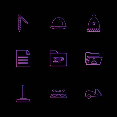 farklı minimalist düz vektör app simgeler siyah arka plan üzerine