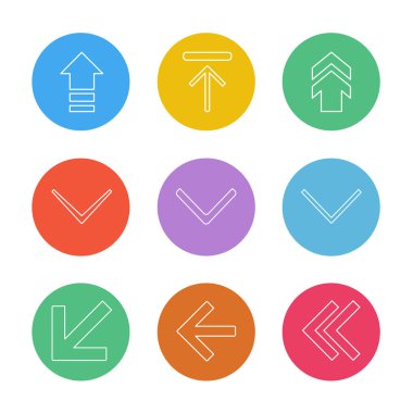 Renkli arka plan üzerinde farklı minimalist düz vektör app simgeleri