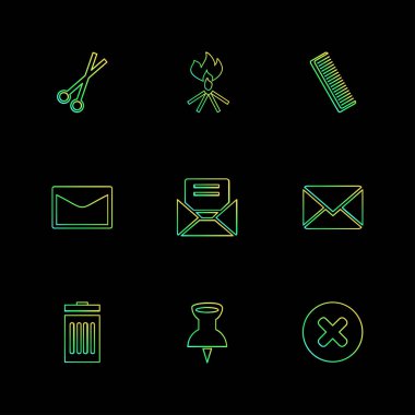 siyah arka plan üzerine minimalist düz app simgeleri