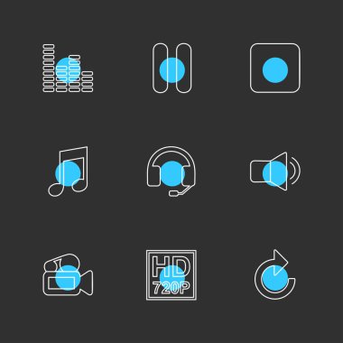 farklı minimalist düz vektör app simgeler siyah arka plan üzerine