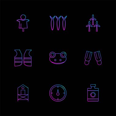 farklı minimalist düz vektör app simgeler siyah arka plan üzerine