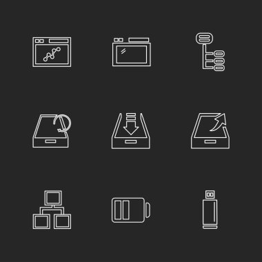 farklı minimalist düz vektör app simgeler siyah arka plan üzerine