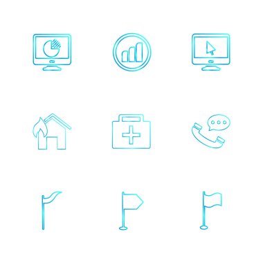 Beyaz arka plan üzerinde izole düz app simge kümesi