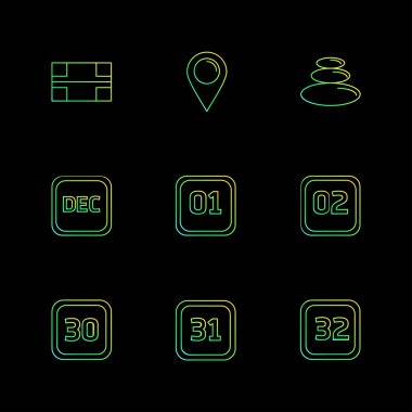 farklı minimalist düz vektör app simgeler siyah arka plan üzerine